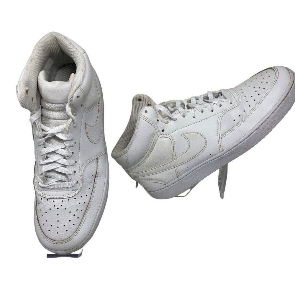 Nike Court Vision Mid Sneakers Size Men's 9.5 Leather & Mesh, White, w/box